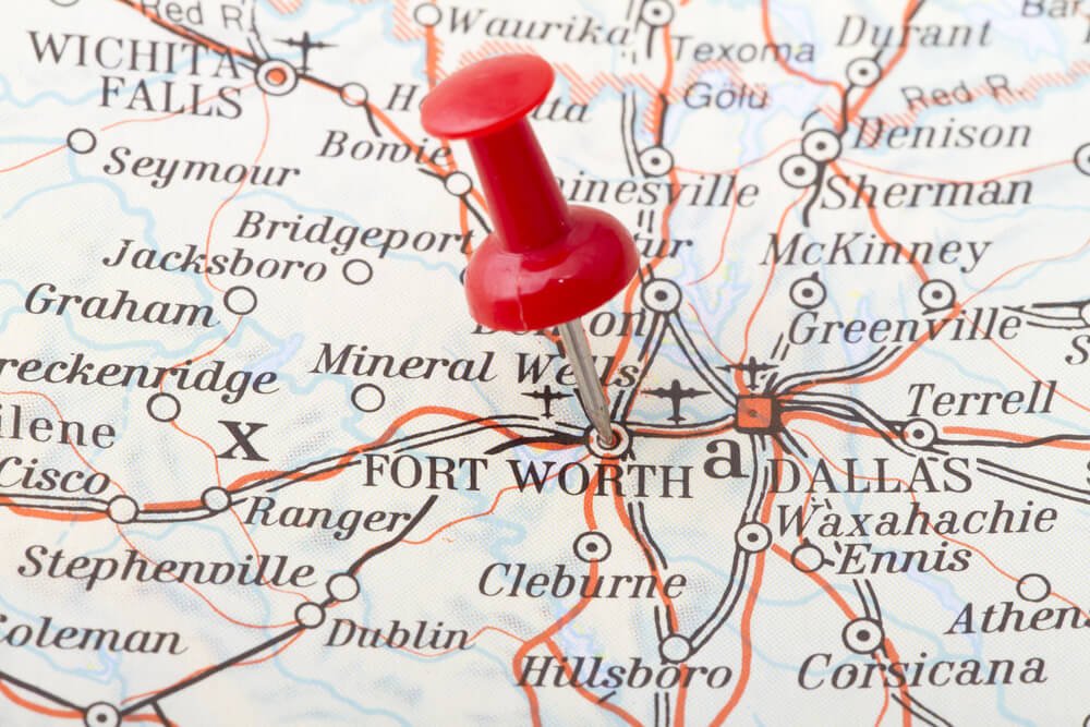 A map shows the concept of drug rehab Fort Worth Texas services from Resurgence Texas